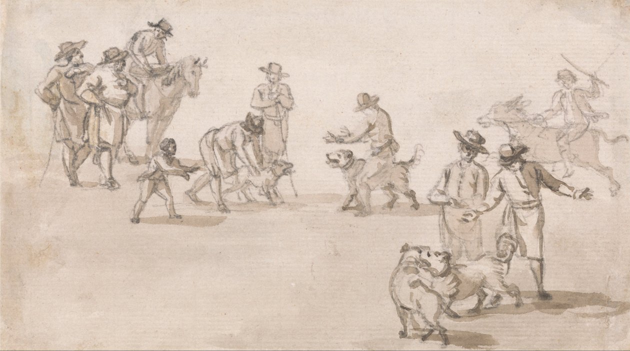 Groupe de figures - Une bagarre de chiens - Paul Sandby