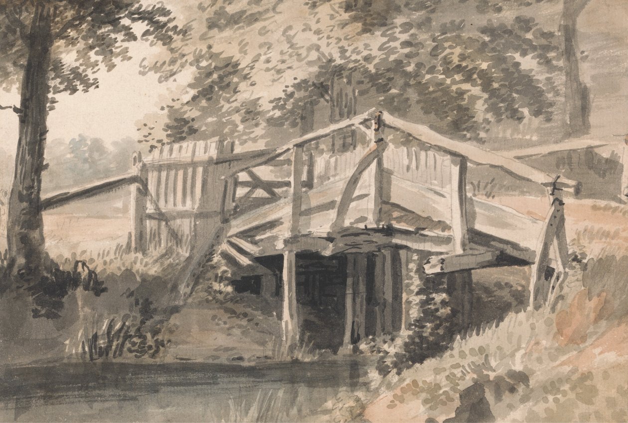 Ruisseau et pont en bois - Paul Sandby