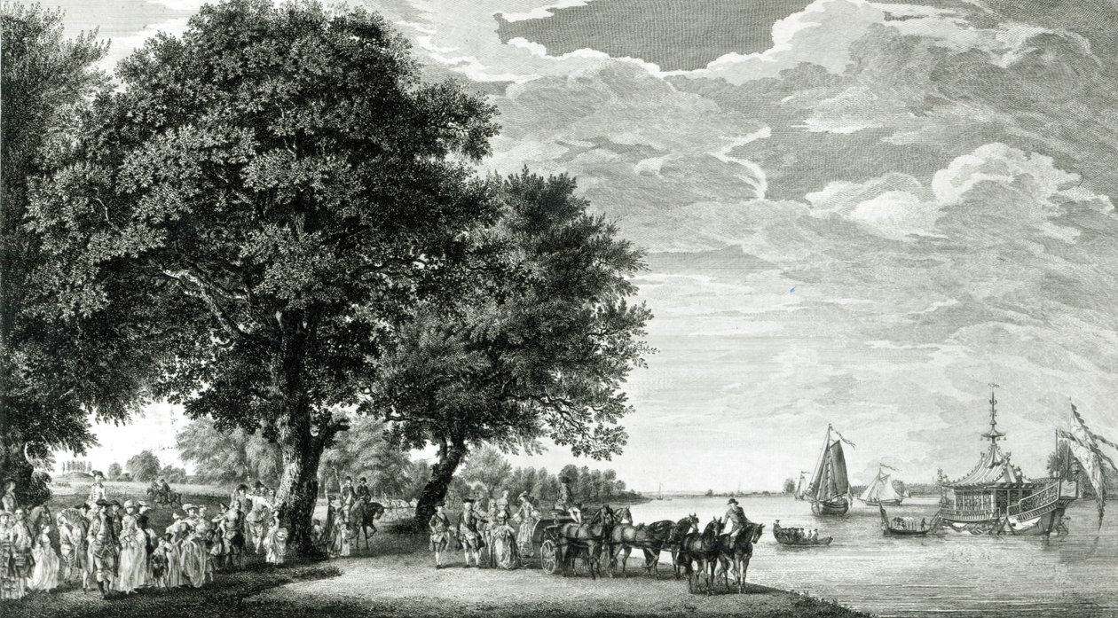 Vue du côté nord de la rivière de Virginie près de Manour Lodge - Paul Sandby