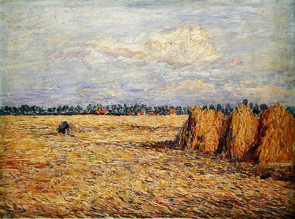 Paysage plat avec champ de céréales récoltées - Paul Baum