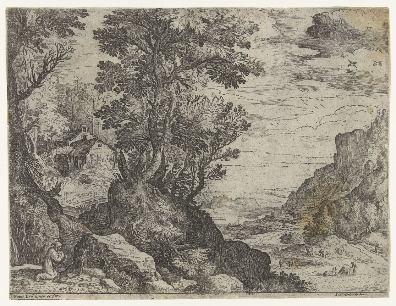 Paysage montagneux avec ermite priant - Paul Bril