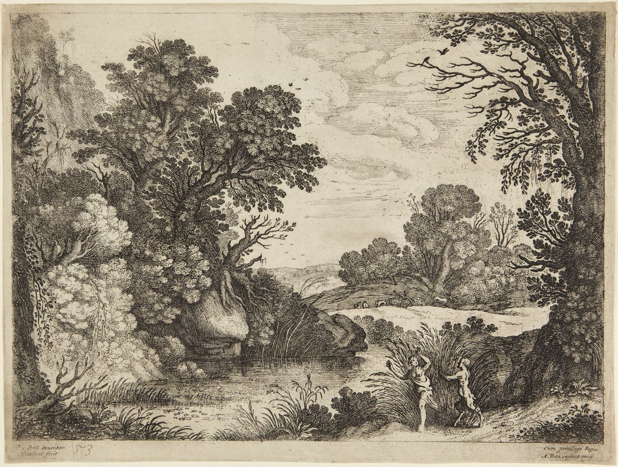 Nymphe et satyre - Paul Bril