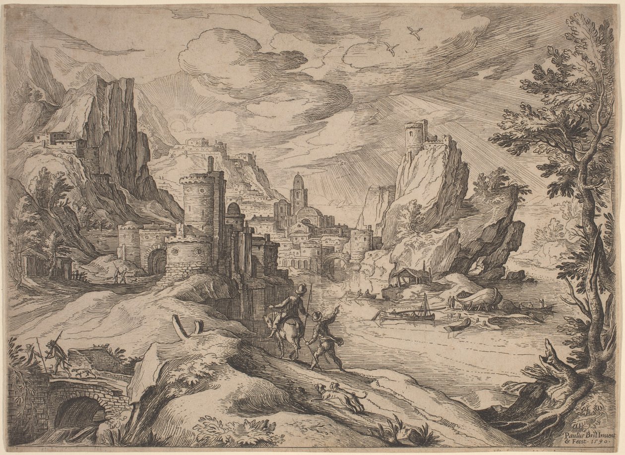 Paysage fluvial avec voyageurs - Paul Bril