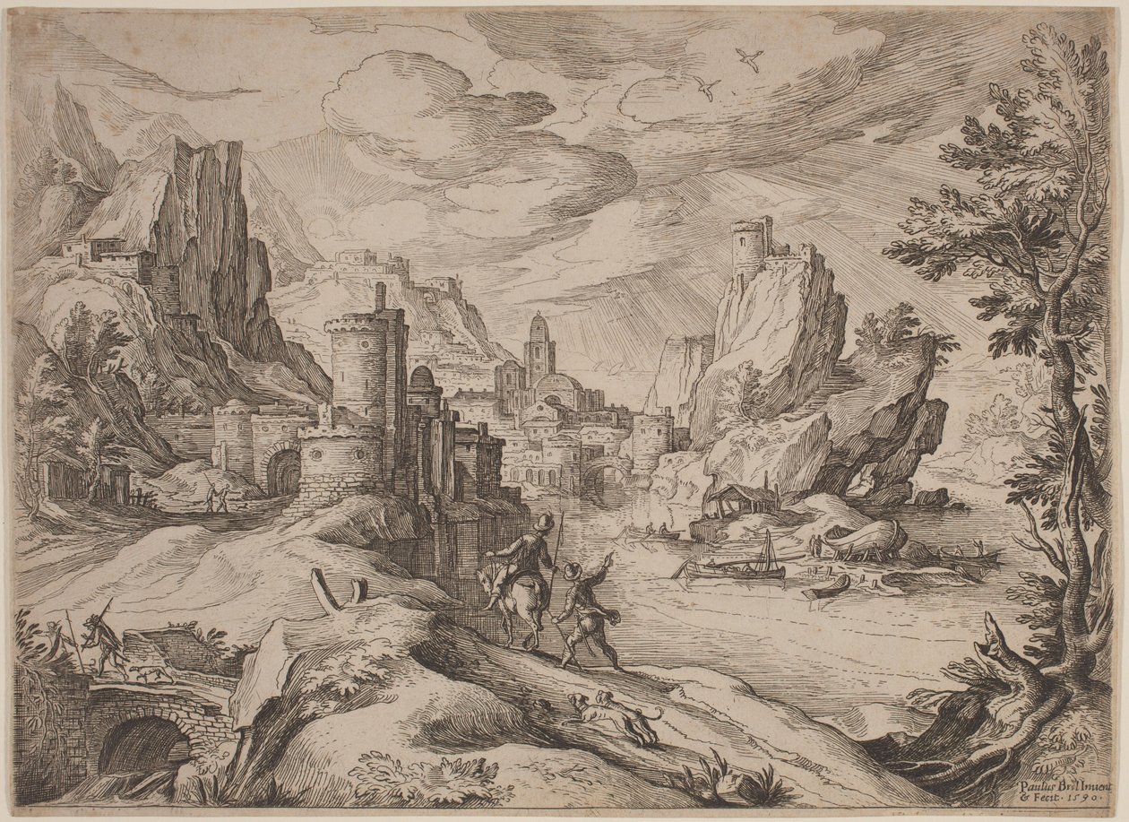 Paysage fluvial avec des voyageurs - Paul Bril