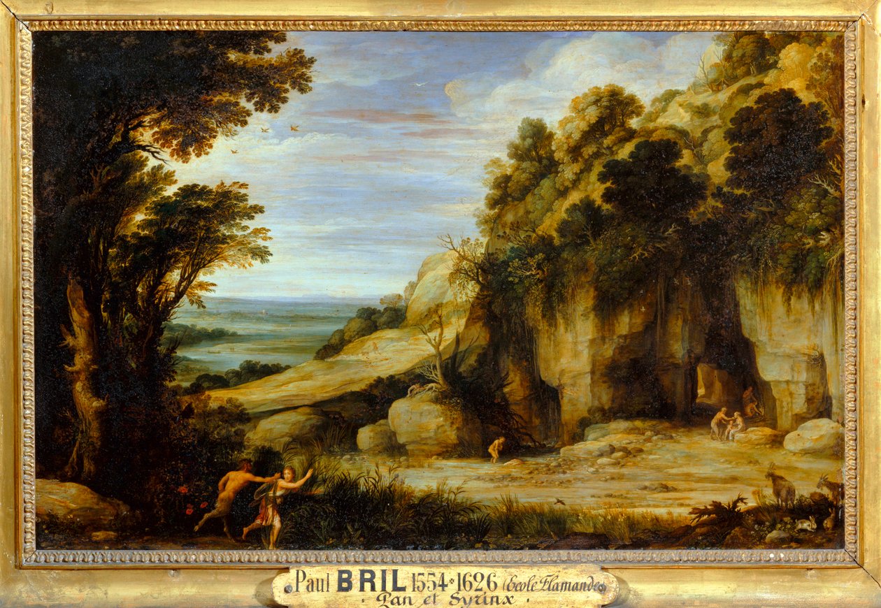La Nymphe Syrinx poursuivie par Pan et bientôt changee en roseau - The nymph Syrinx chased by the god Pan and soon … - Paul Brill or Bril