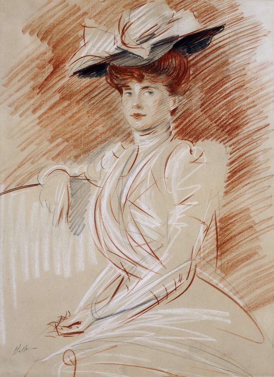 Madame Helleu au chapeau - Paul Cesar Helleu