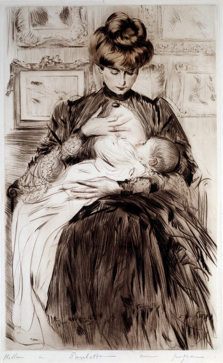 Maternité. Dessin de Paul Helleu (1859-1927), 20e siècle. Bayonne, Musée Bonnat - Paul Cesar Helleu