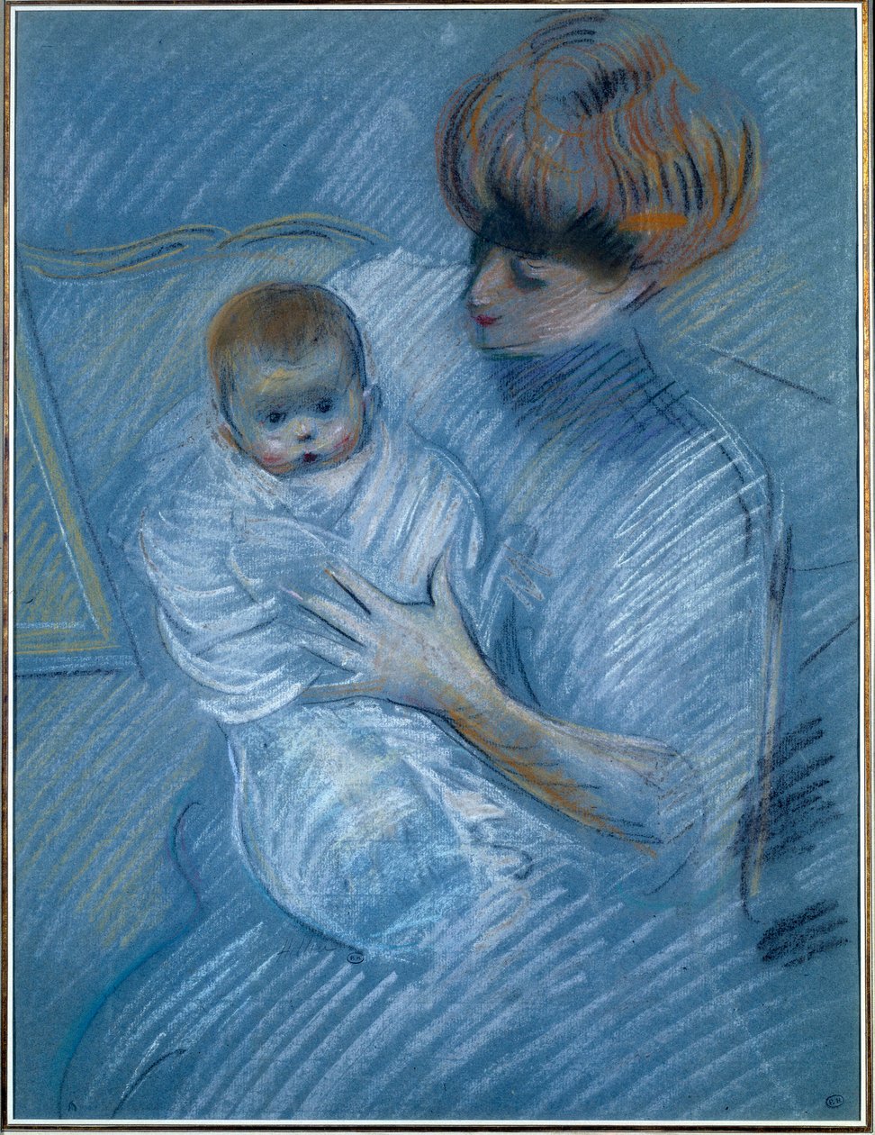 Maternité. Dessin de Paul Helleu (1859-1927), 20e siècle. Portrait d