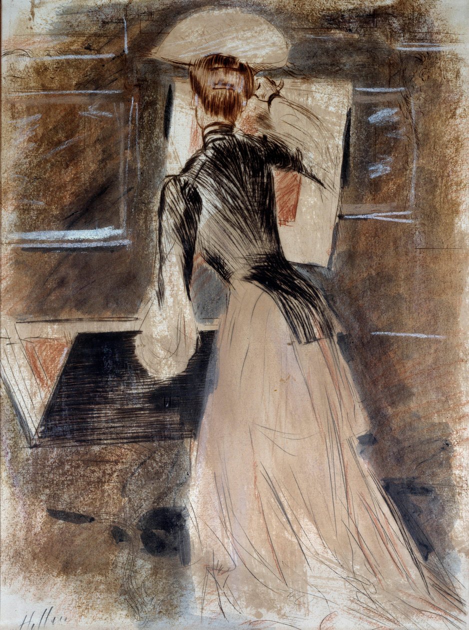 Portrait en pied de Madeleine Carlier. Paul Helleu (1859-1927), 20e siècle. Bayonne, Musée Bonnat - Paul Cesar Helleu