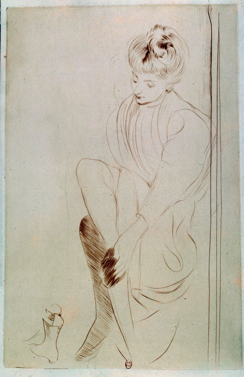 Jeune femme dessinant à la sanguine - Paul Cesar Helleu