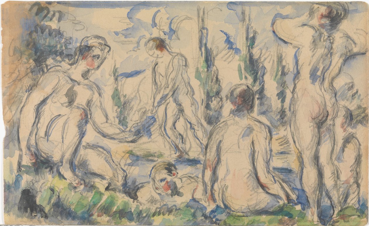 Baigneuses (recto); Paysage (verso) - Paul Cézanne