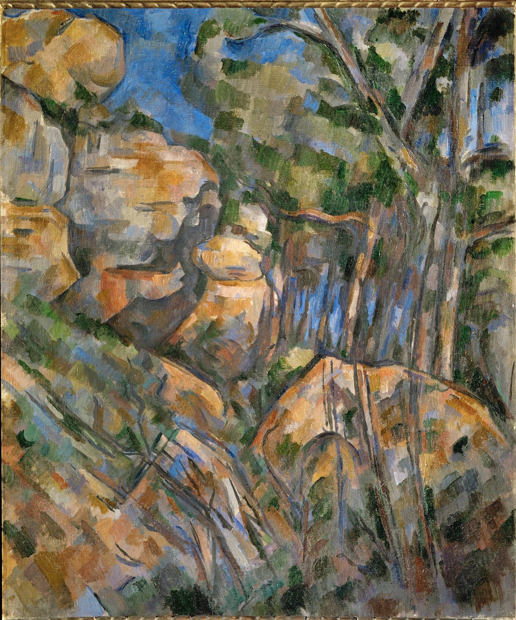 Rochers pres des grottes au-dessus de Chateau-Noir (oil on canvas) - Paul Cezanne