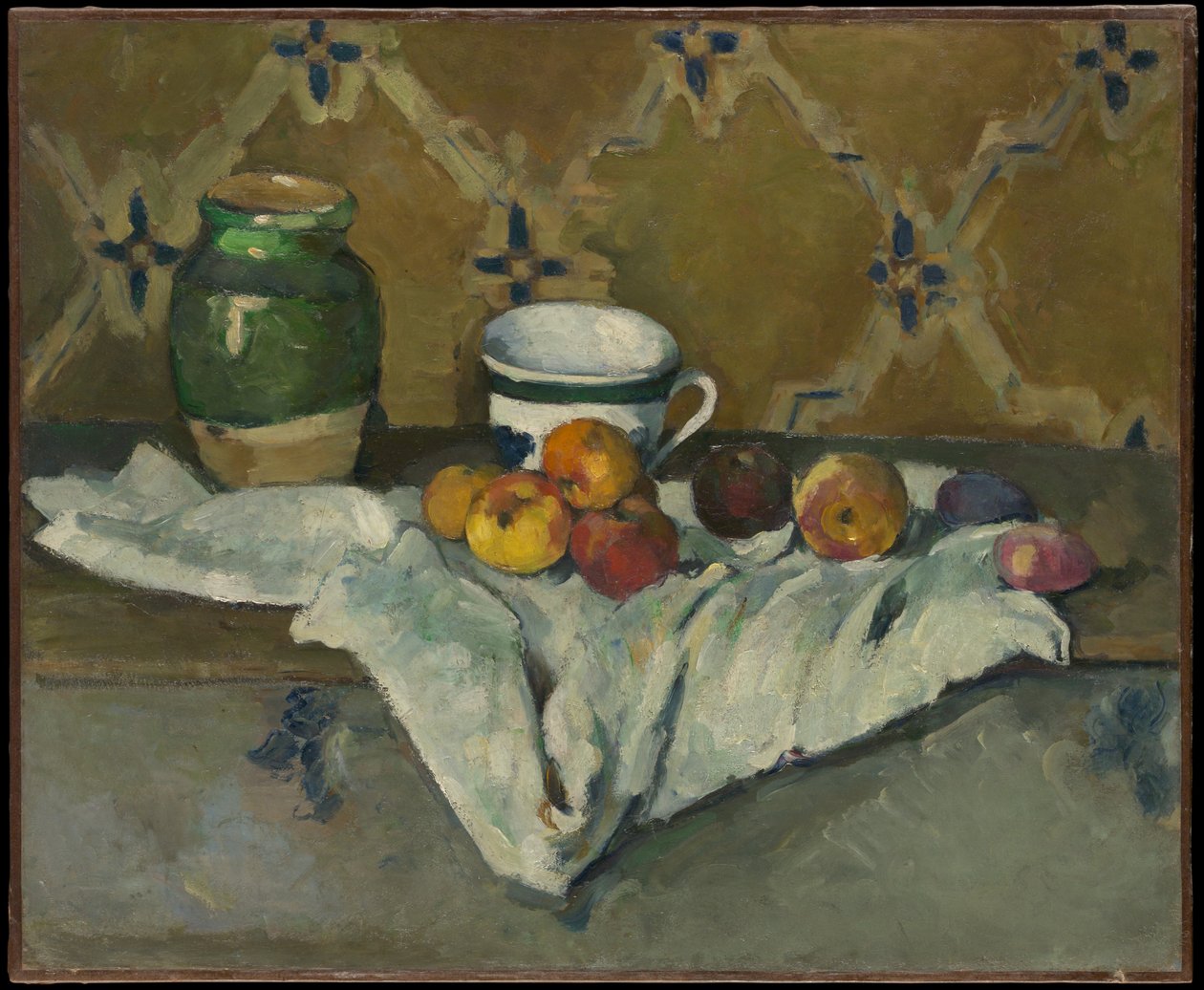 Nature morte avec un bocal, une tasse et des pommes - Paul Cézanne