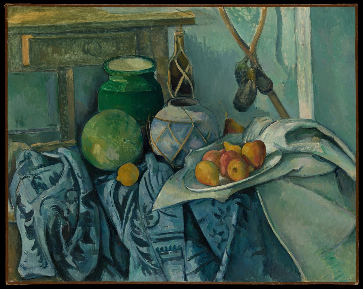 Nature morte avec un pot à gingembre et des aubergines - Paul Cézanne