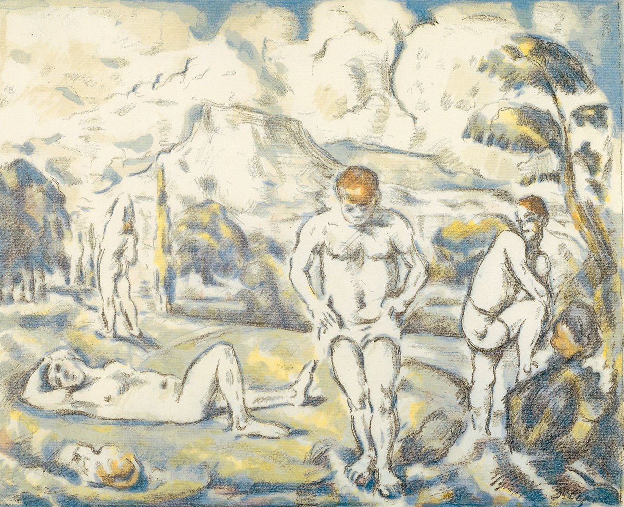 Les baigneurs (grande planche) - Paul Cézanne