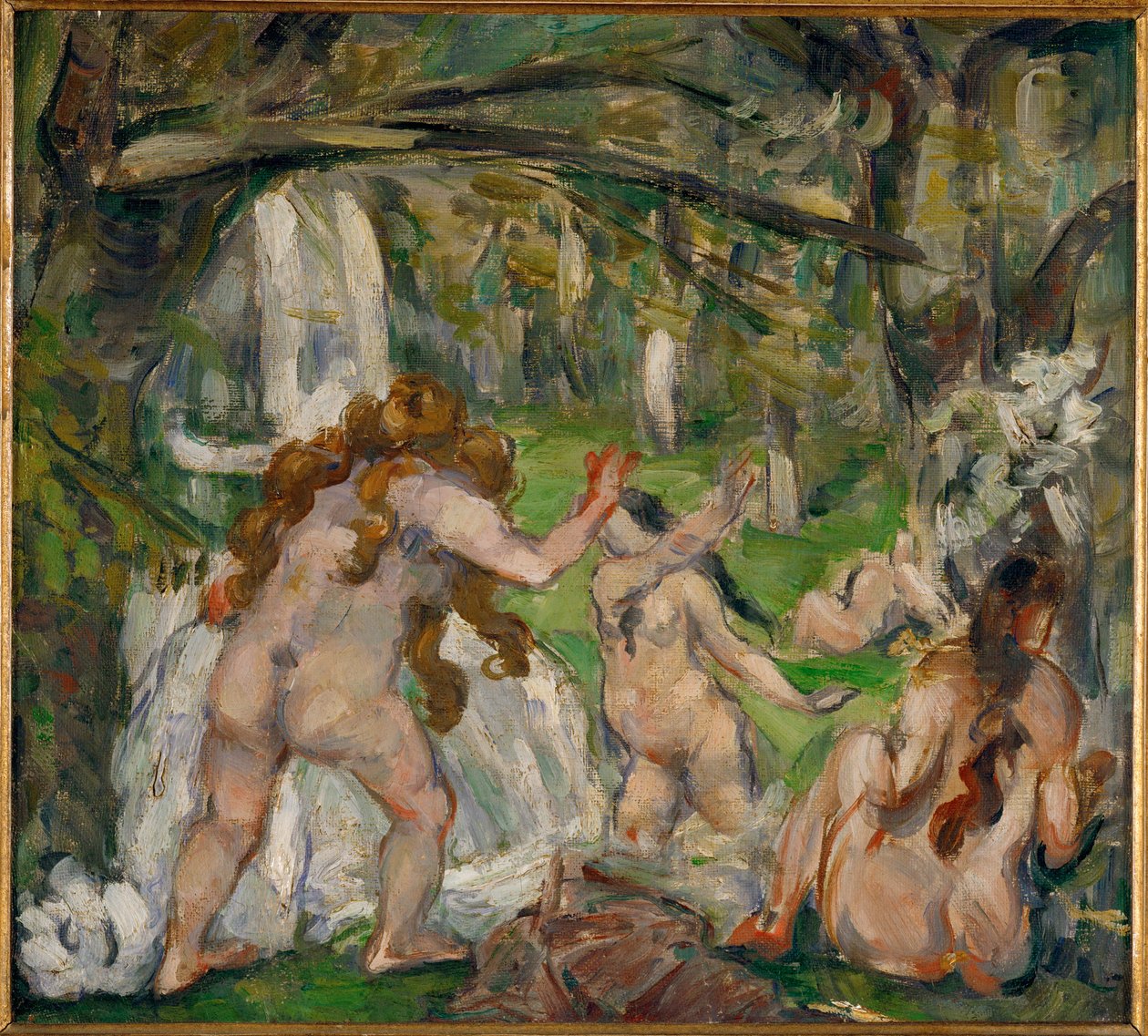 Trois baigneuses (oil on canvas) - Paul Cezanne