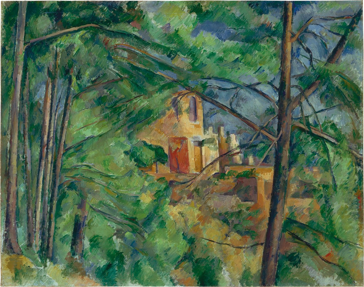 French: Château Noir derrière les arbres Château Noir derrière les arbres - Paul Cézanne
