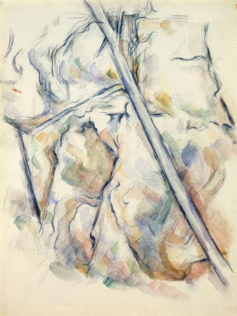 Pin et rochers près des grottes au-dessus de Château-Noir - Paul Cézanne