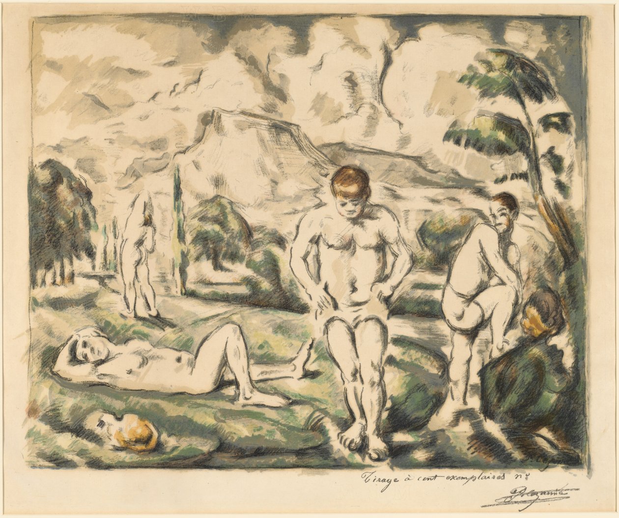 Les baigneurs (Grande plaque) - Paul Cézanne