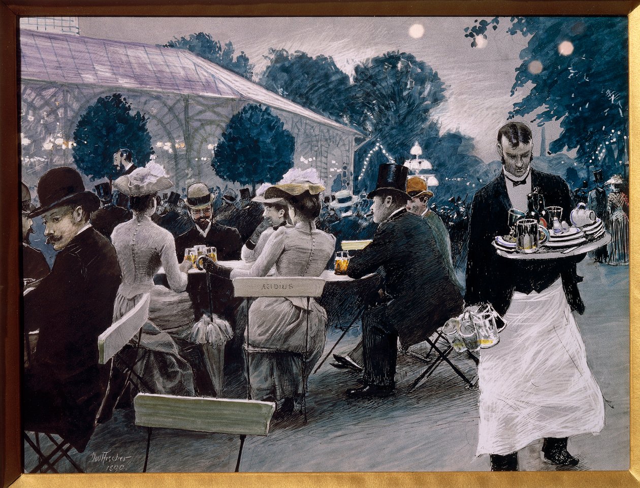 Une soirée dans les jardins de Tivoli à Copenhague - Paul Fischer