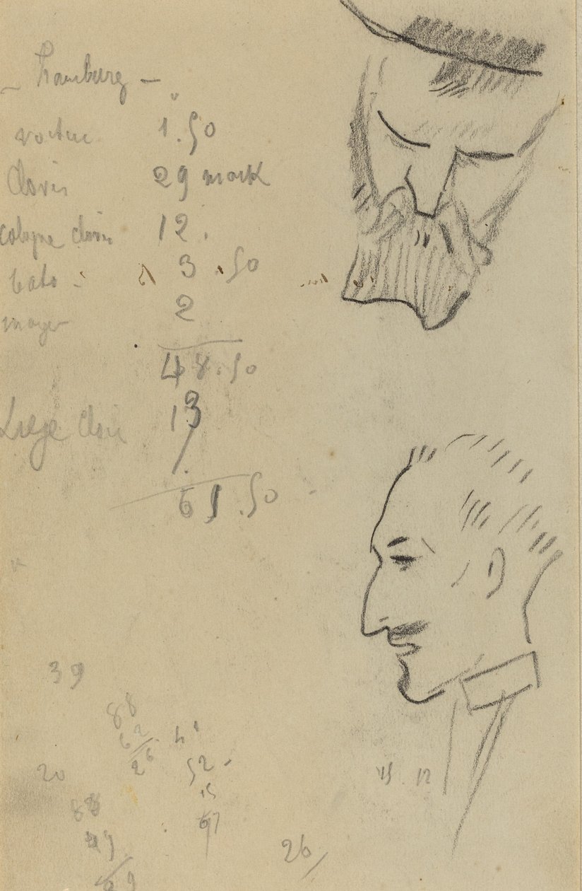 Un homme barbu et un homme de profil [verso] - Paul Gauguin