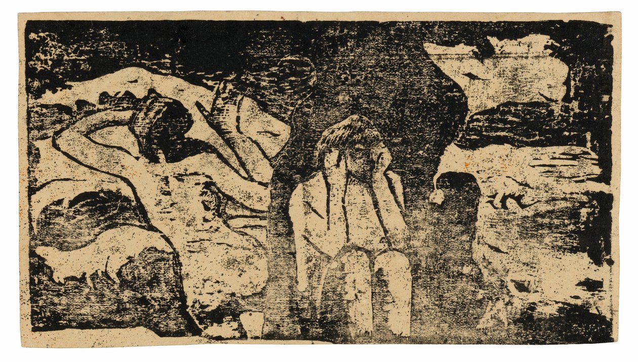 Aux Roches Noires, de la suite de gravures sur bois tardives - Paul Gauguin