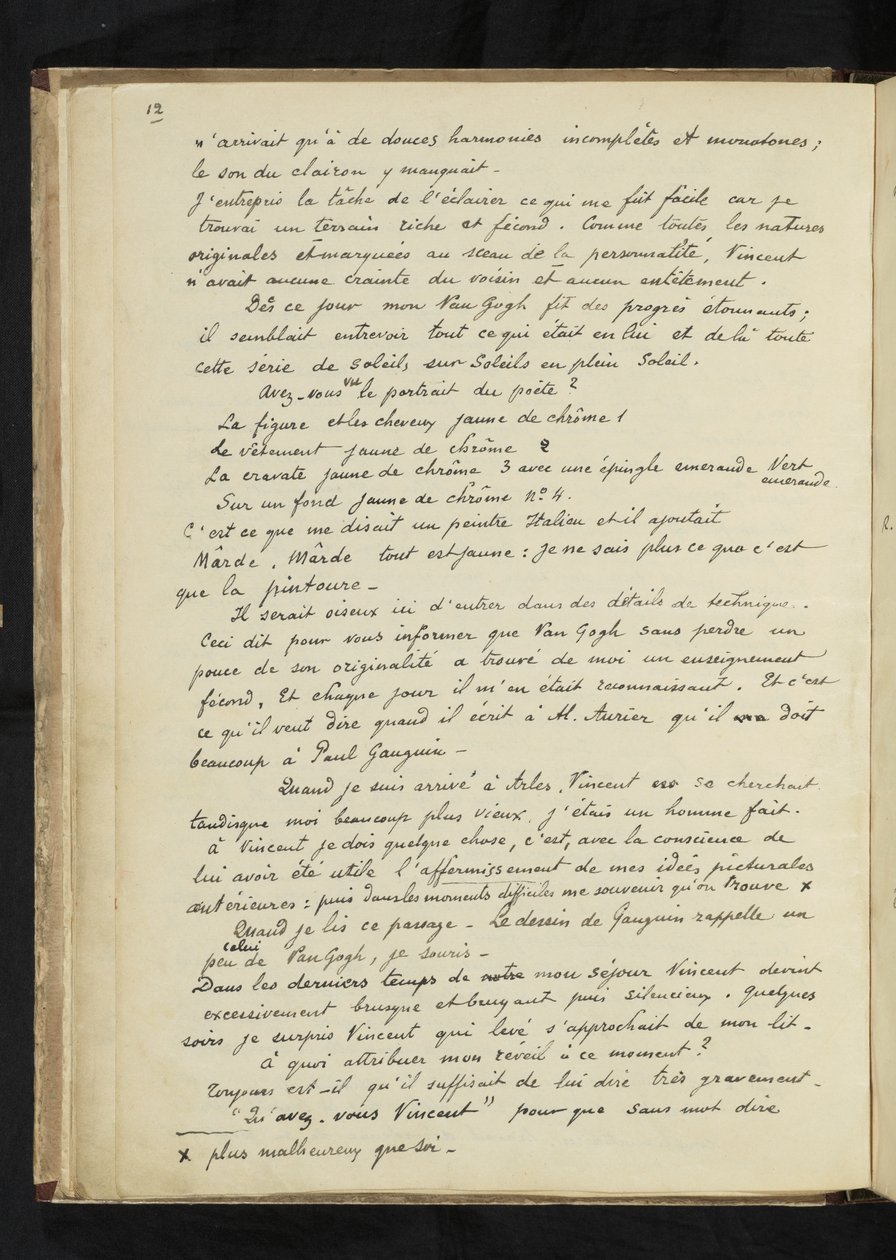 Avant et après - Description du séjour de Gauguin chez Vincent van Gogh à Arles (P. 12) - Paul Gauguin
