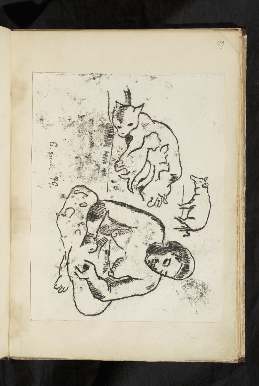 Avant et après - Femme assise, chat avec chatons et un cochon - Paul Gauguin
