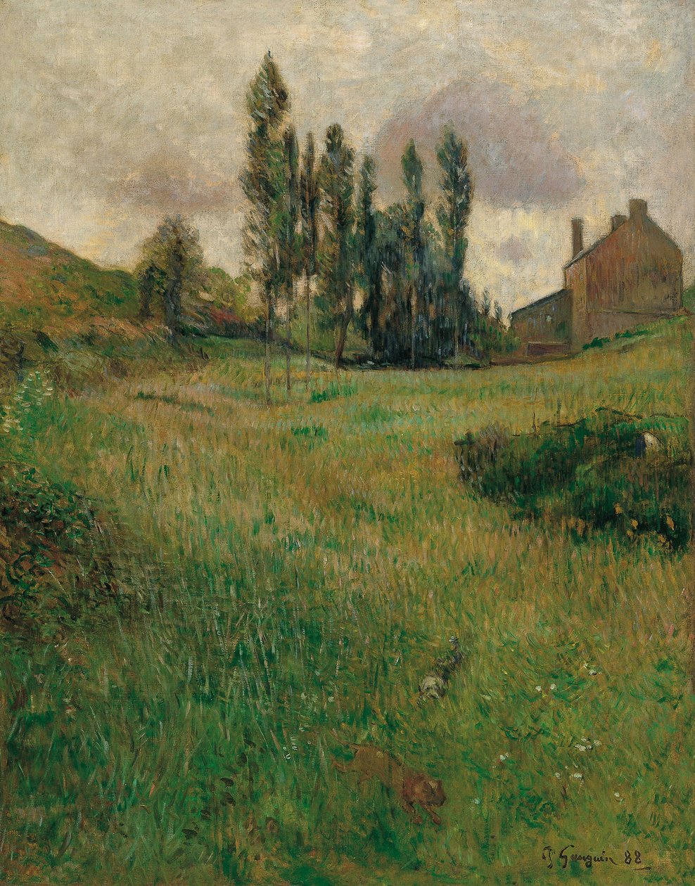 Chiens courant dans un pré, 1888 - Paul Gauguin