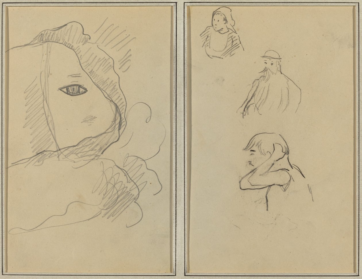Œil et partie du visage; Une Bretonne et deux hommes - Paul Gauguin