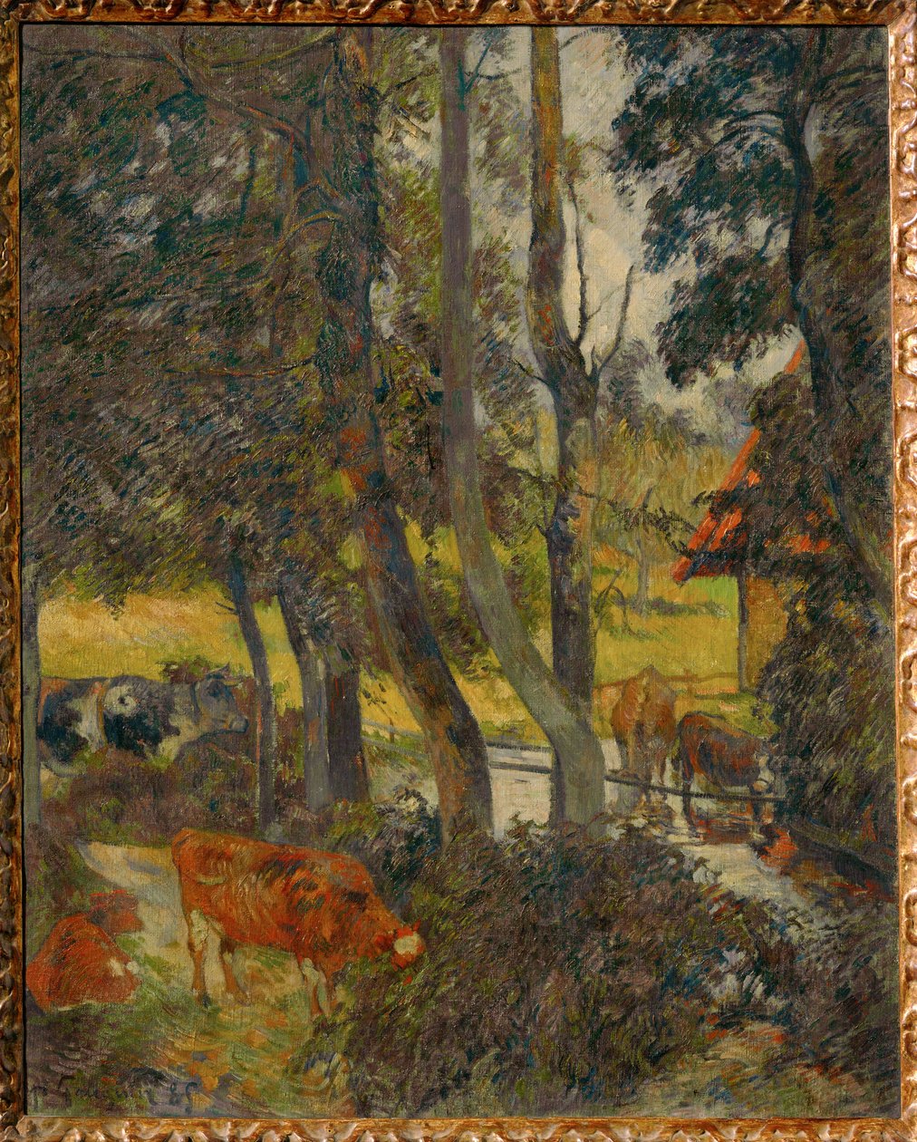 Paysage en Normandie avec étang (peinture sur toile) - Paul Gauguin
