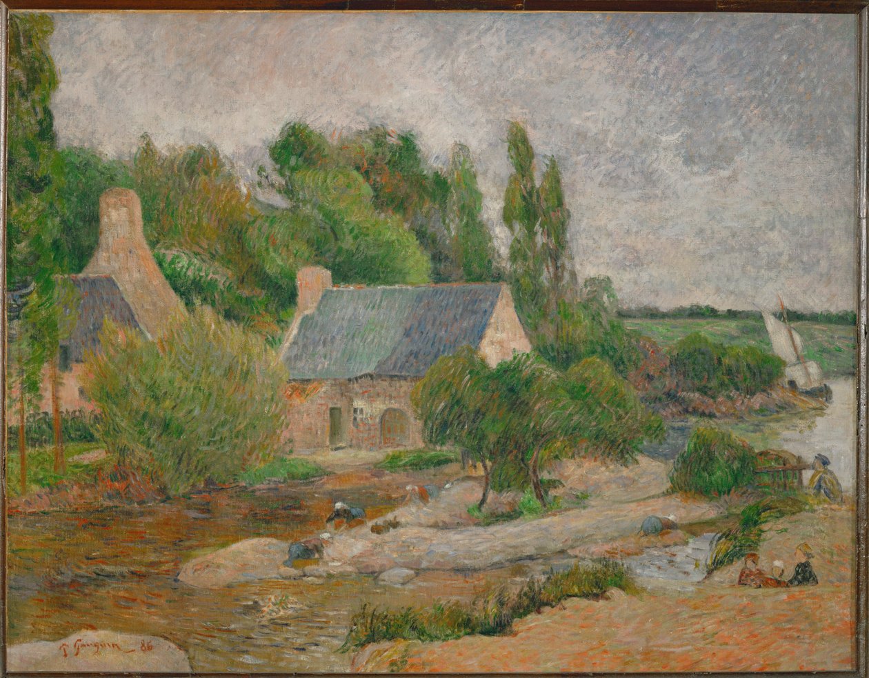Les lavandières a Pont-Aven Washerwomen in Pont-Aven (peinture sur toile) - Paul Gauguin
