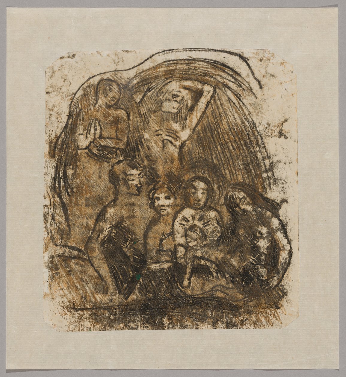 Nativité (mère et enfant entourés de cinq personnages) - Paul Gauguin