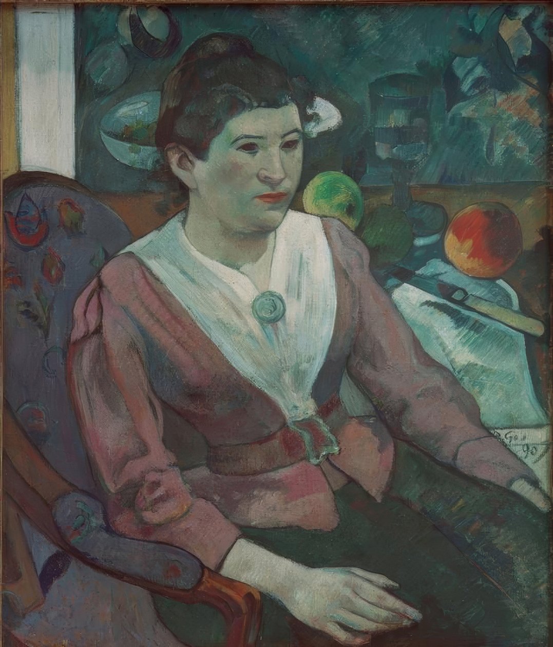 Portrait de femme à la nature morte de Cézanne – Marie Derr - Paul Gauguin