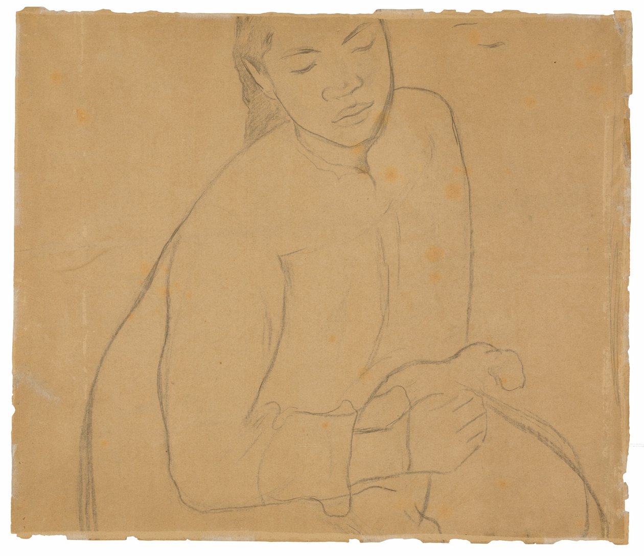Femme tahitienne assise (liée à la peinture Te faaturuma [Rêverie]) - Paul Gauguin