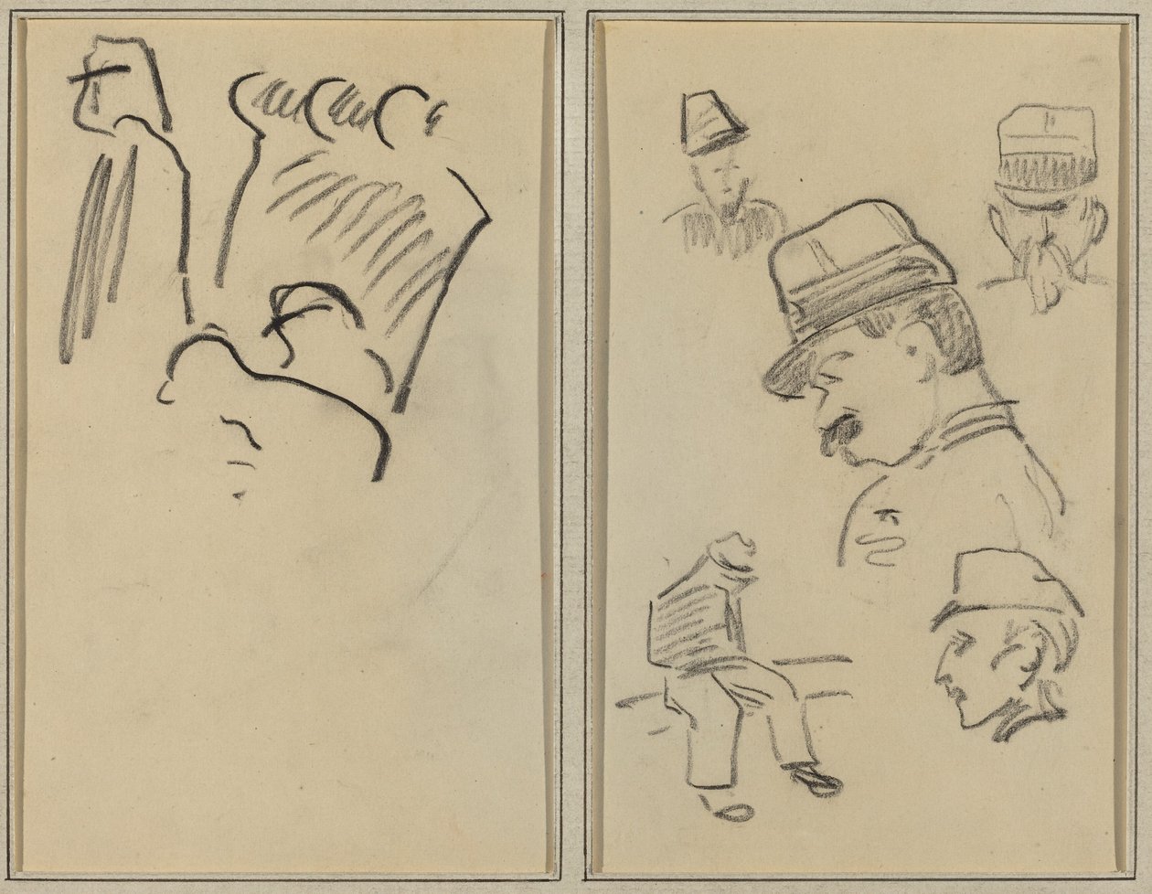 Soldats ; Quatre soldats et une figure assise (verso) - Paul Gauguin
