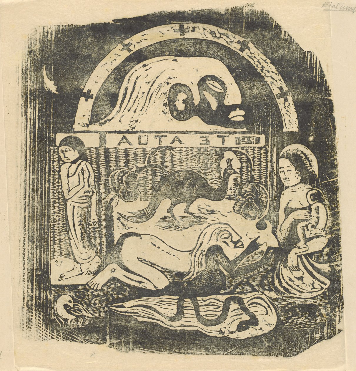 Te Atua Les Dieux Petite Plaque [recto] - Paul Gauguin