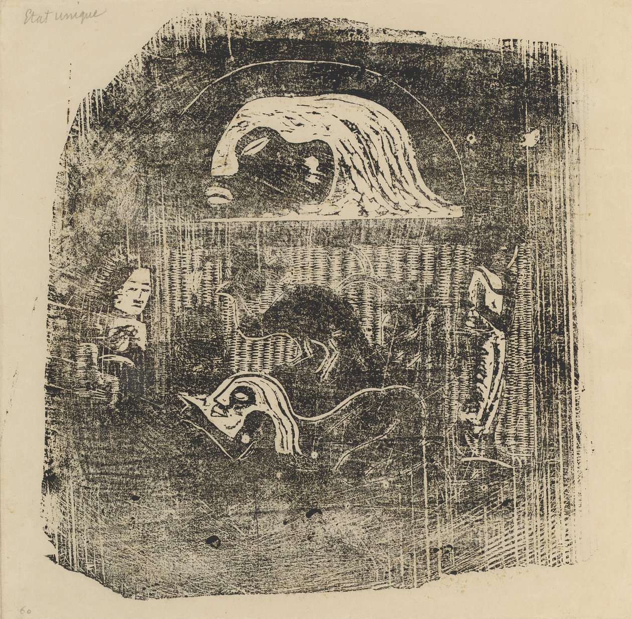 Te Atua Les Dieux Petite Plaque [verso] - Paul Gauguin