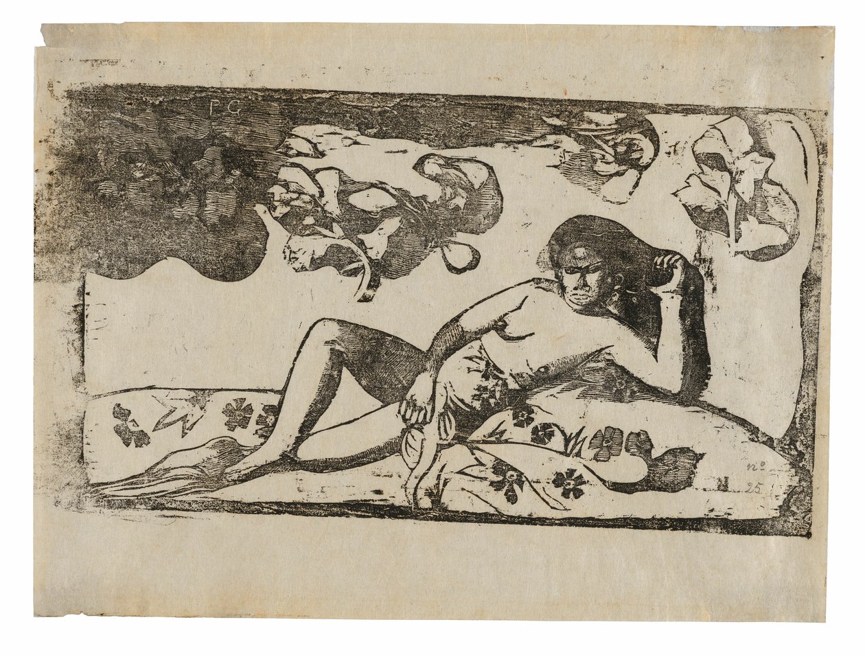 Te arii vahine-opoi (Femme aux mangues fatiguées), de la Suite de gravures sur bois tardives - Paul Gauguin