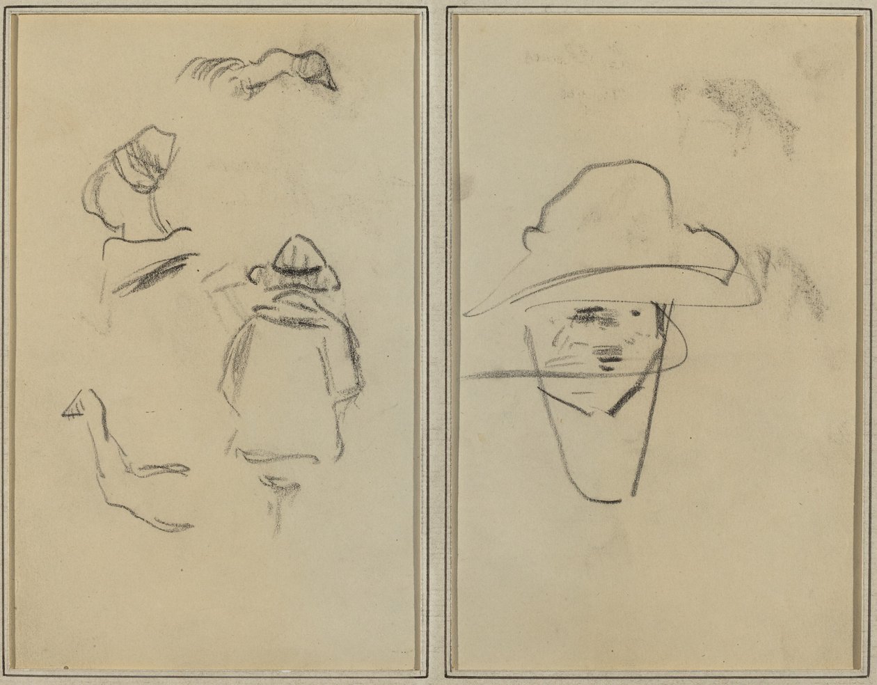 Deux figures bretonnes et études de deux oies ; Homme portant un chapeau (verso) - Paul Gauguin