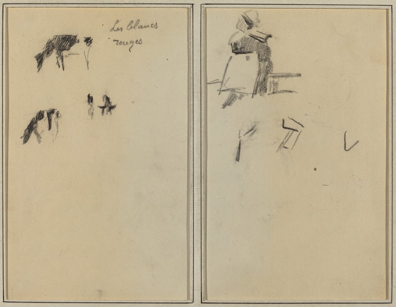 Deux vaches; Une femme bretonne assise [verso] - Paul Gauguin
