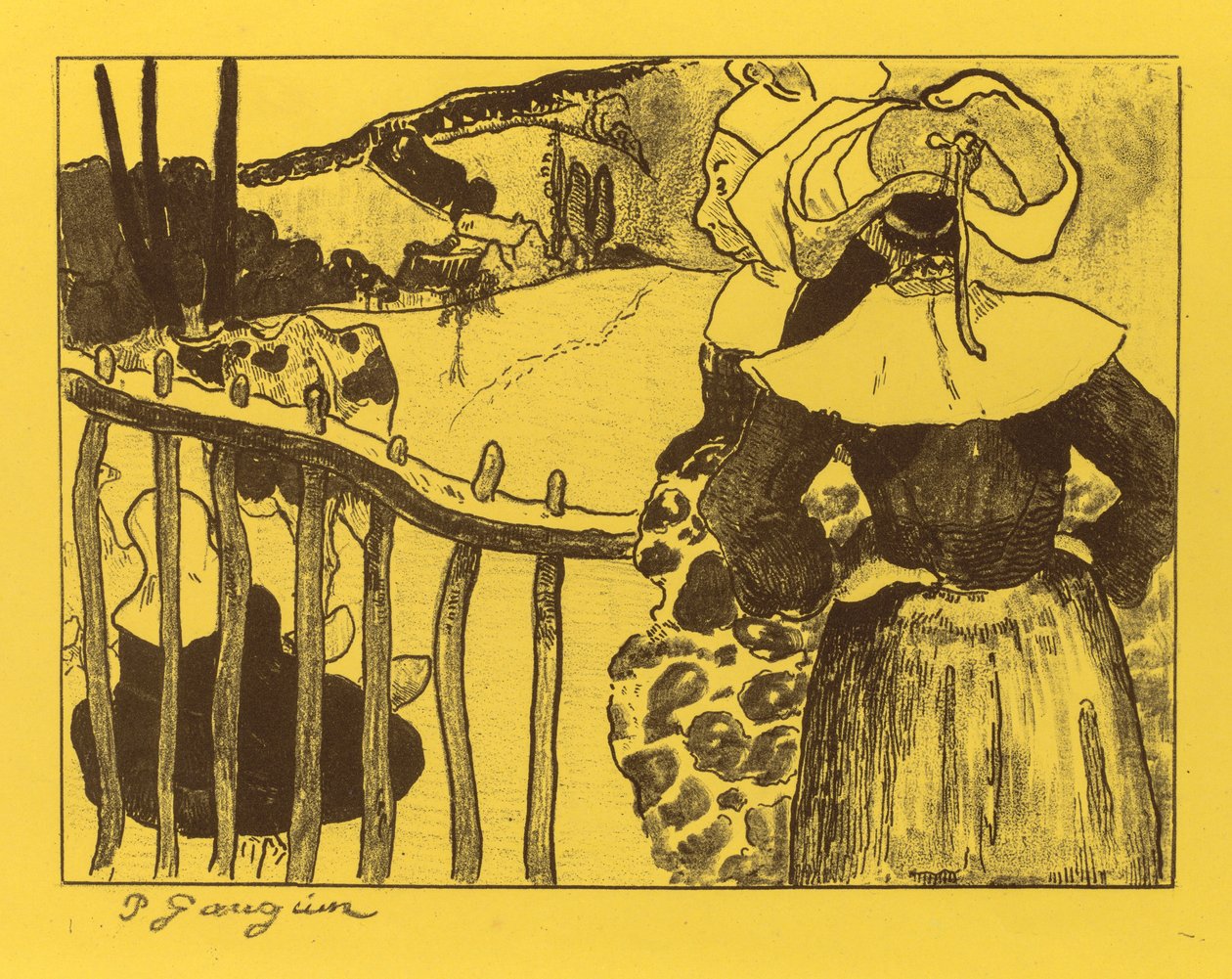Suite Volpini : Femmes bretonnes à une barrière, 1889 - Paul Gauguin