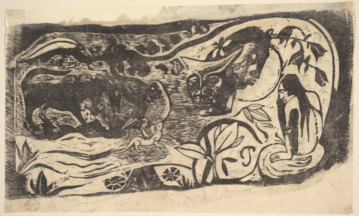 Gravure sur bois avec une tête cornue, 1898-99 - Paul Gauguin