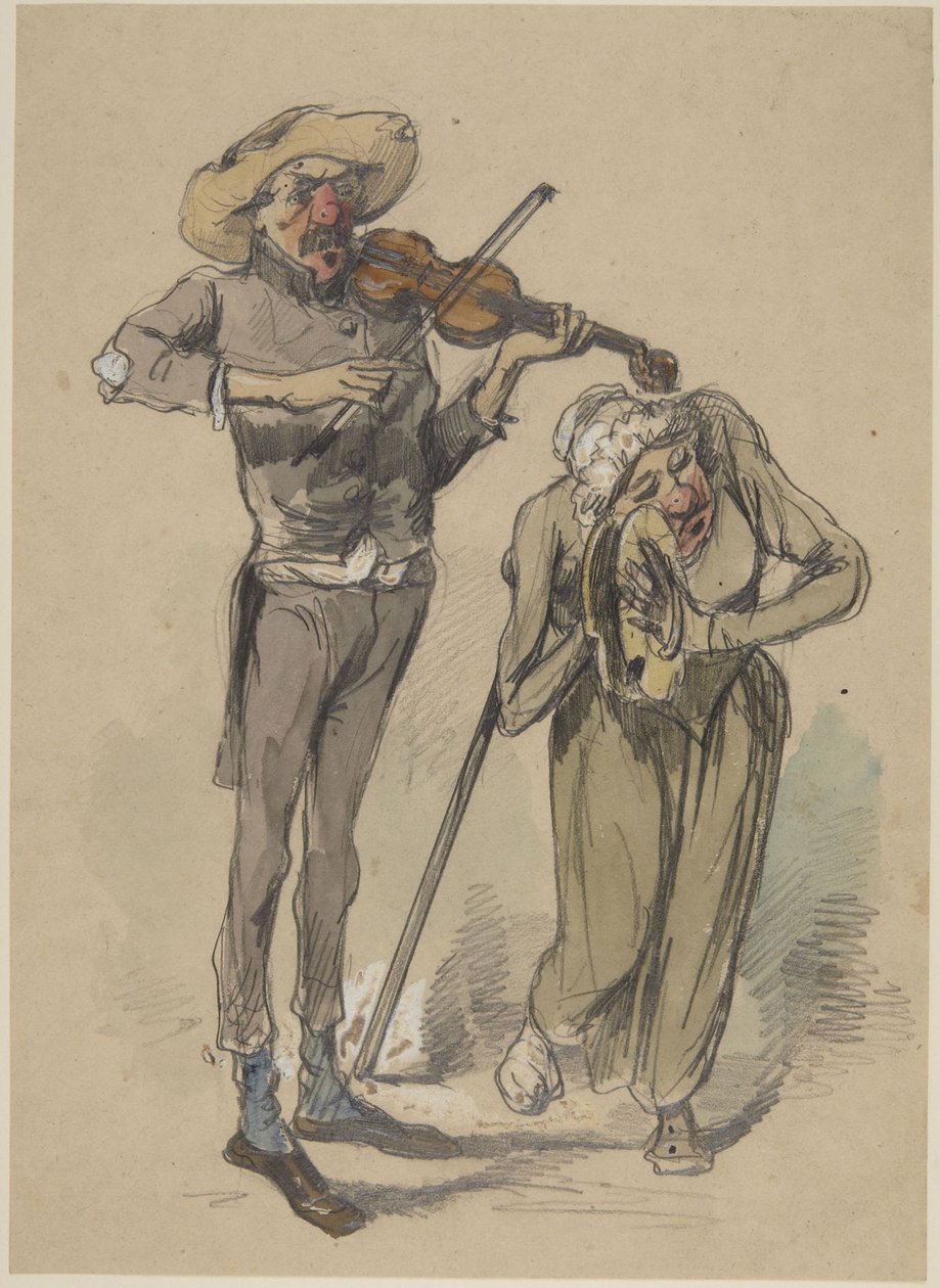 Violoniste et joueur de cymbales - Paul Gavarni
