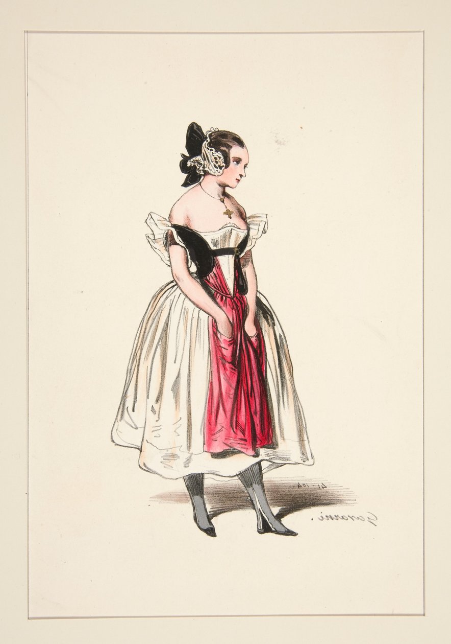 Laitière. Bonnet de satin et dentelle. ... - Paul Gavarni