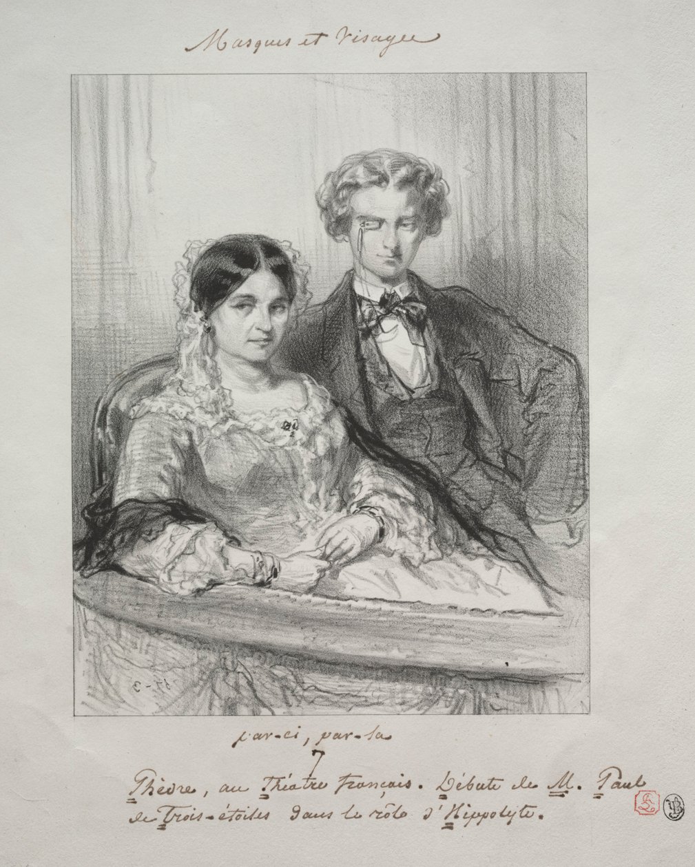 Masques et visages : Paric, par-là : Phèdre au Théâtre-Français..., 1857-1858 - Paul Gavarni