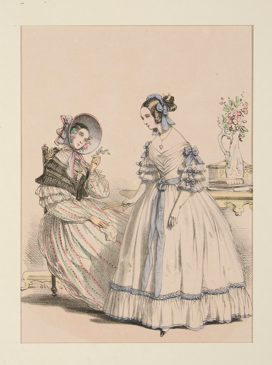 Novembre 1838. Robe en foulard poil de chèvre à raies perlées - Paul Gavarni