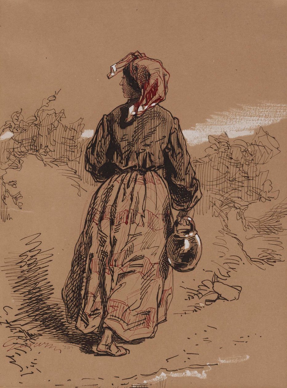 Paysanne avec une cruche - Paul Gavarni