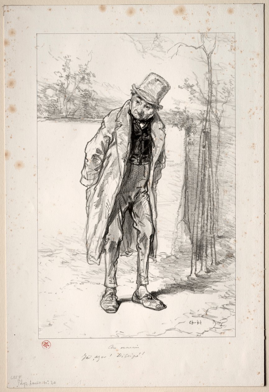 Physionomies parisiennes : Au Marais. Ici, Azor! ici!, 1857-58 - Paul Gavarni