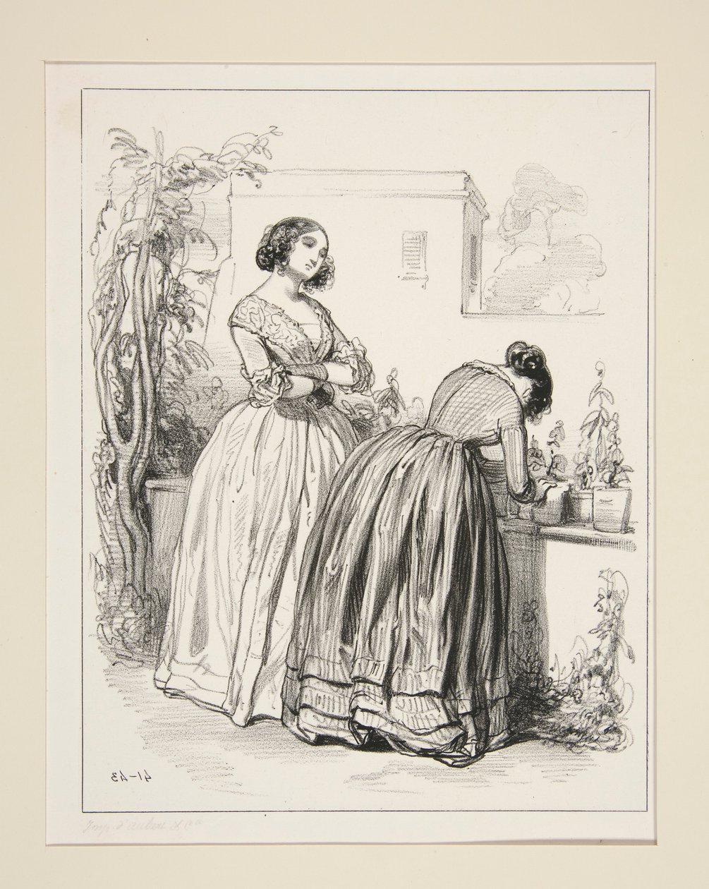 Robe en organdi, fichu plat, manchettes et falbalas - Paul Gavarni
